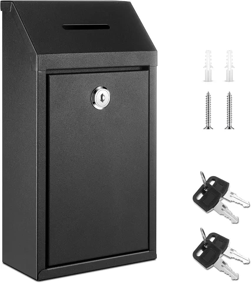 Yaocom Metal Money Box,Black,10.24 x 5.71 x 2.95 Inch,No Lid
