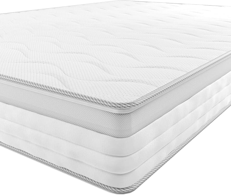 Amazon Basics Taschenfederkernmatratze mit 7 Zonen, Mittel Fest (H3), 90 x 190 x 21.5 cm, Weiß