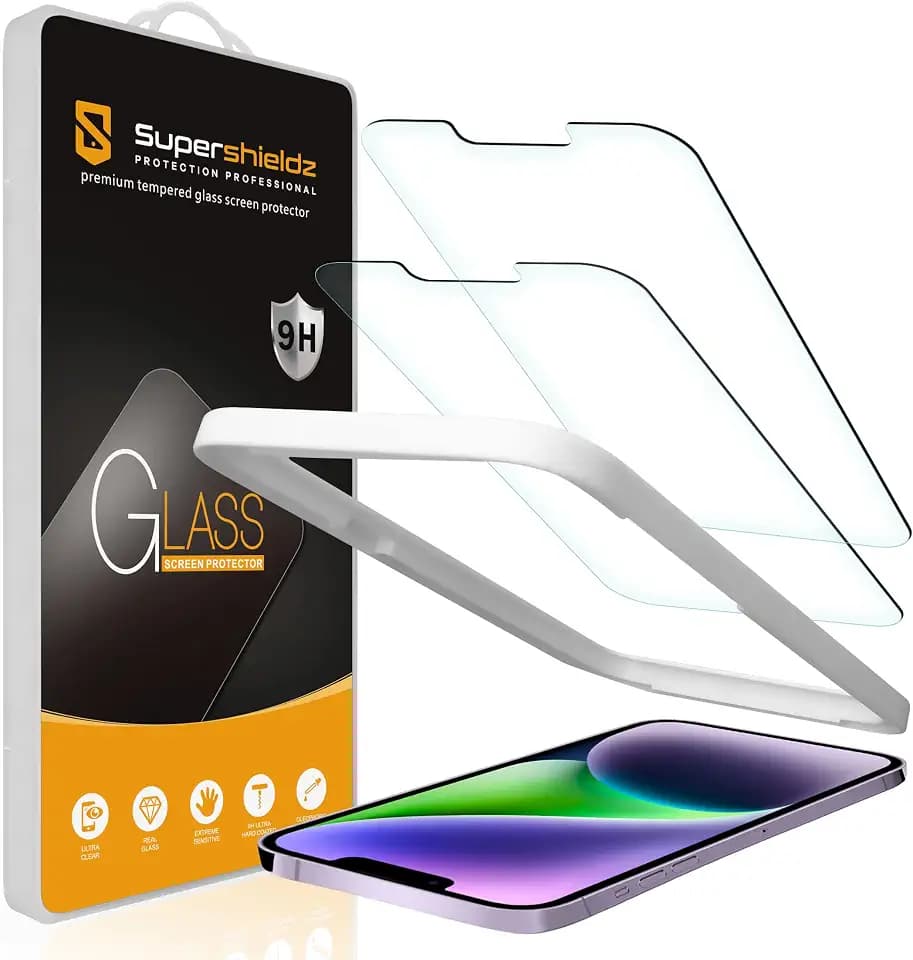Supershieldz (2 Pack) Designed for iPhone 17e, 16e, 14, 13, 13 Pro (6.1 inch) Tempered Glass Screen Protector with (Easy Installation Tray) Anti Scratch, Bubble Free