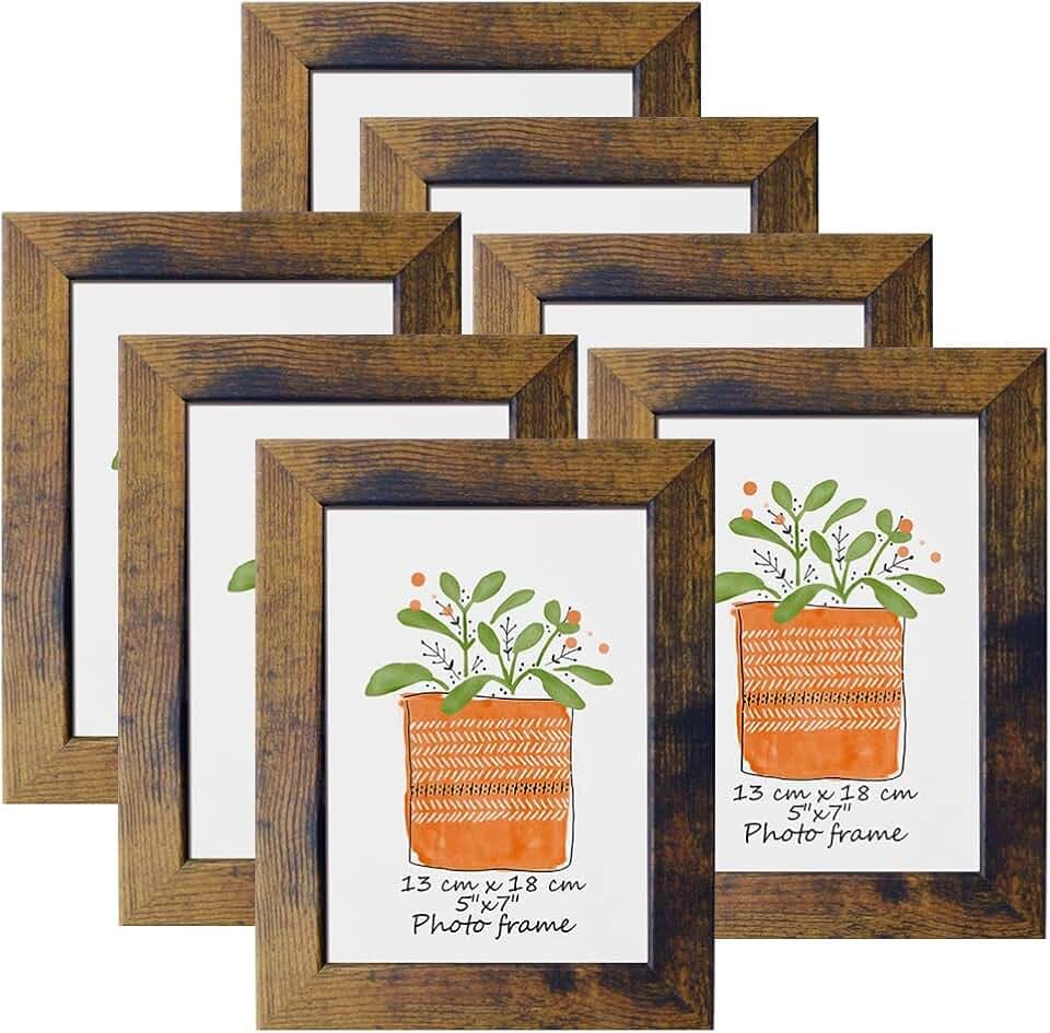 PETAFLOP 7er Set Rustikal Vintage Bilderrahmen 13x18 cm