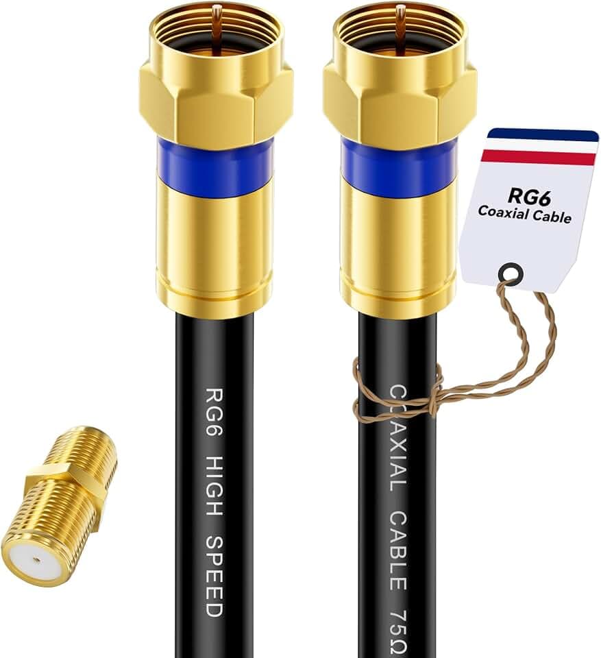 Coaxial Cable 3ft/6ft/10ft/15ft/25ft/50ft/60ft/75ft/100ft, RG6 Coax Cable