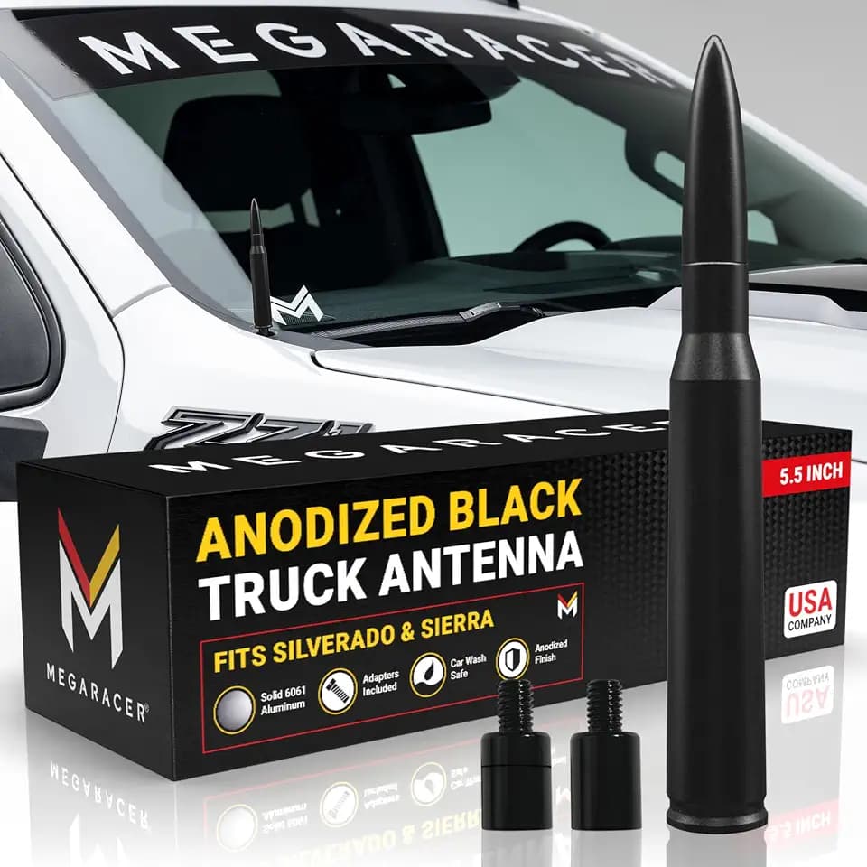 50 Cal Bullet Antenna for Chevy Silverado GMC Sierra 1500 2500 Truck, Black