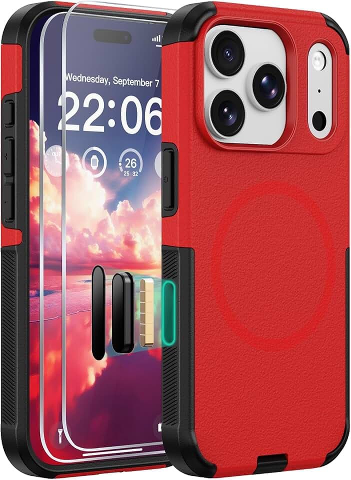 Diverbox for iPhone 17 Pro Case & iPhone 18 Pro Case, Red