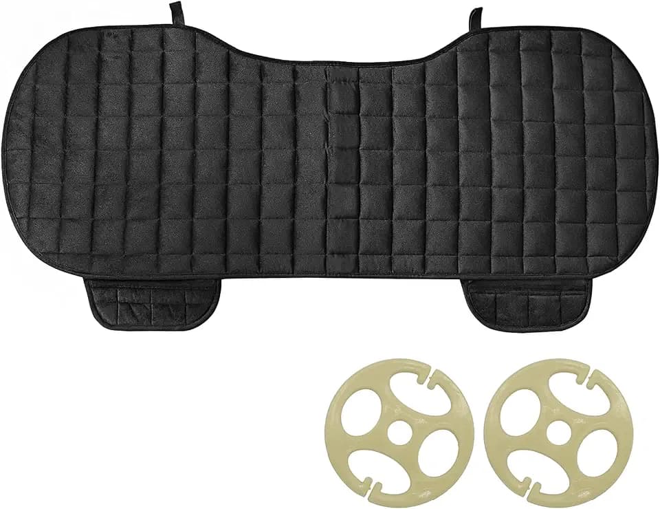 Rücksitzkissenbezüge Auto Fahrzeug Sitzschutz,Plüsch Auto Sitzauflage mit Kleine Tasche,rutschfest & Weich Sitzbezug Kissen Pad Mat [Ohne Rückenlehne] 1 Packung Rücksitzabdeckung,Schwarz
