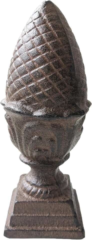 Dehner Dekofigur Pinienzapfen, Ø 8,8 cm, Höhe 22 cm, Gusseisen, braun