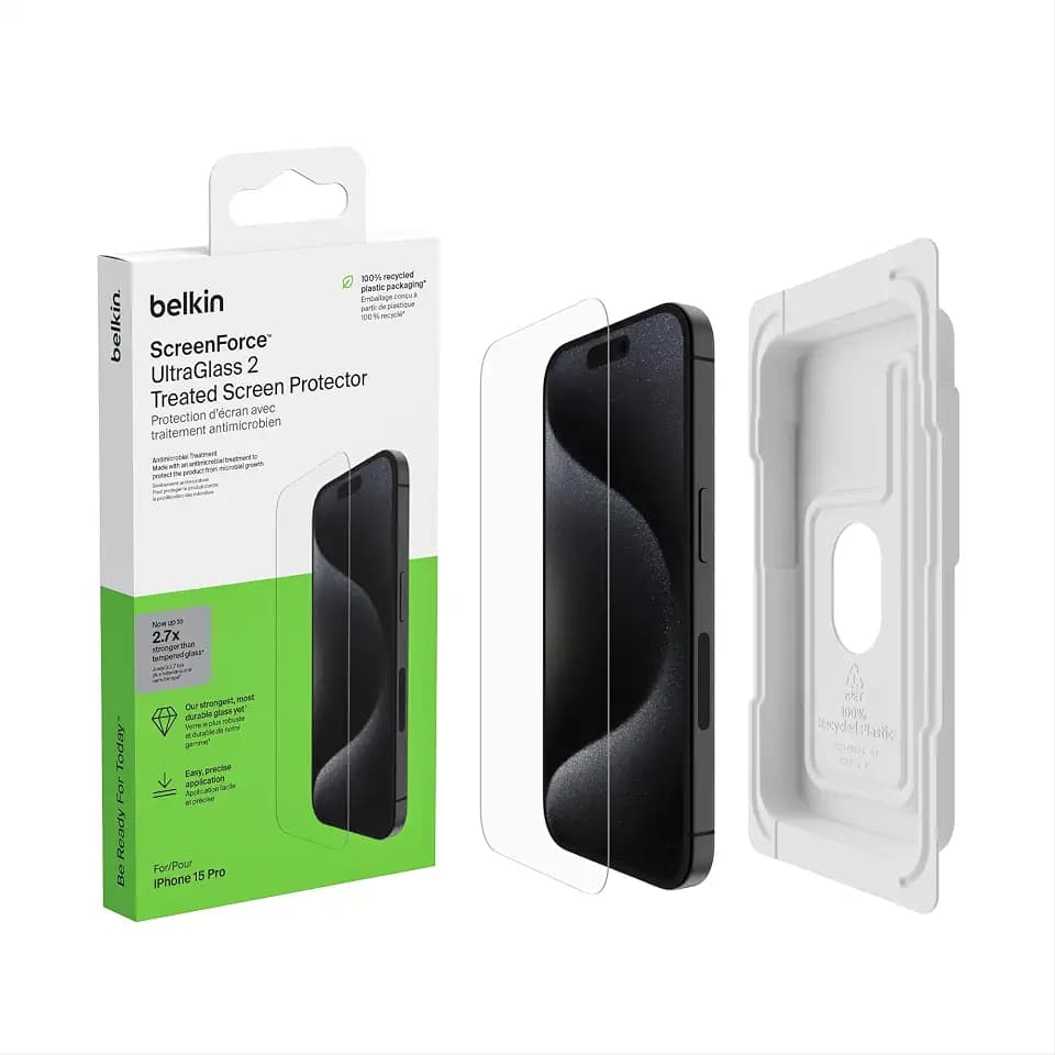 Belkin UltraGlass2 Scratch-Resistant Screen Protector iPhone 15 Pro