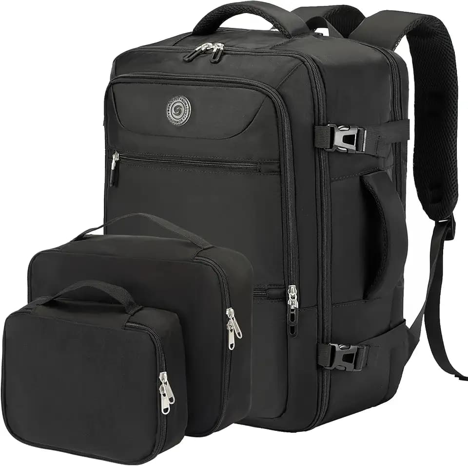 SHRRADOO Travel Backpackfor Women Men, with Storage Cosmetic Bag Set 3pcs