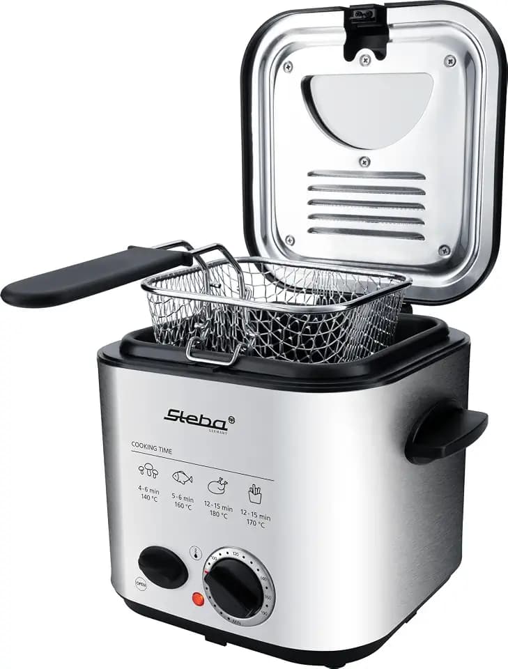 Steba DF 95 Edelstahl Mini-Fritteuse mit Fondue-Set 2in1