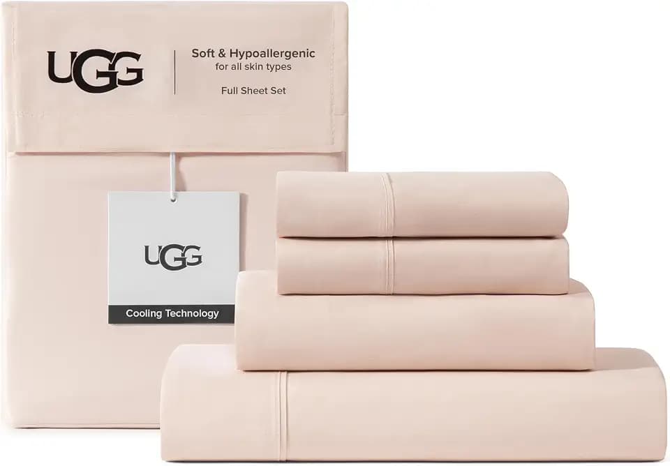 UGG Hedi Full Sheet Set, Luxury Cooling Sheets, 4-Piece, Pink