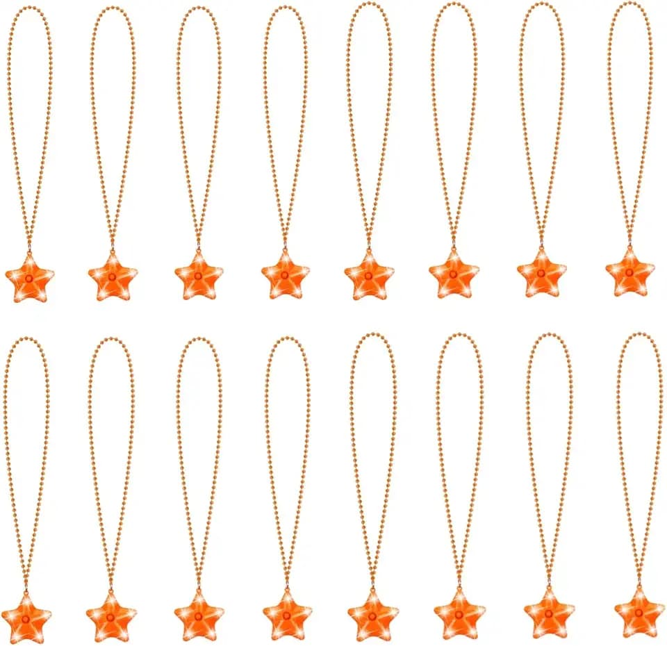 16 Pack Light Up Necklaces Flashing Star Bead Necklaces Glow In The Dark Party Supplies for July 4th Halloween Christmas Mardi Gras Weddings Birthday