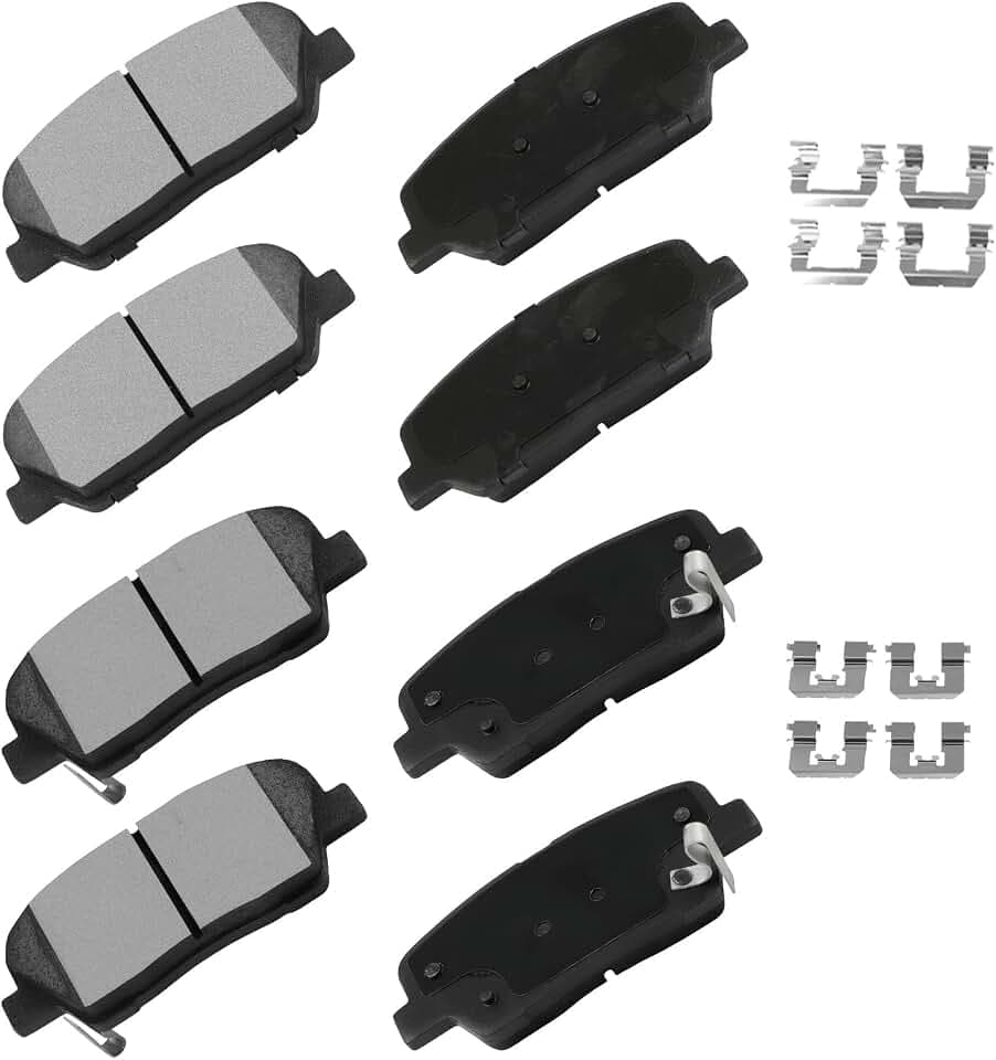 cciyu D1413 D1284 Brake Pads w/Hardware Front Rear Disc Brake Pad Set