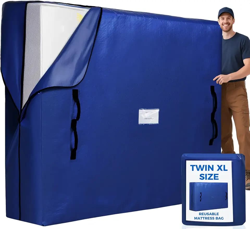 BAGAIL Mattress Bags for Moving, Mattress Covers with Heavy Duty Handles, Reusable Mattress Storage Bag for Moving Supplies(Navy, Twin XL)