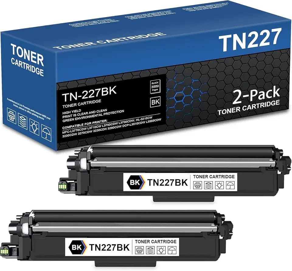 TN227 Black High Yield Toner Cartridge Replacement for Brother TN-227BK