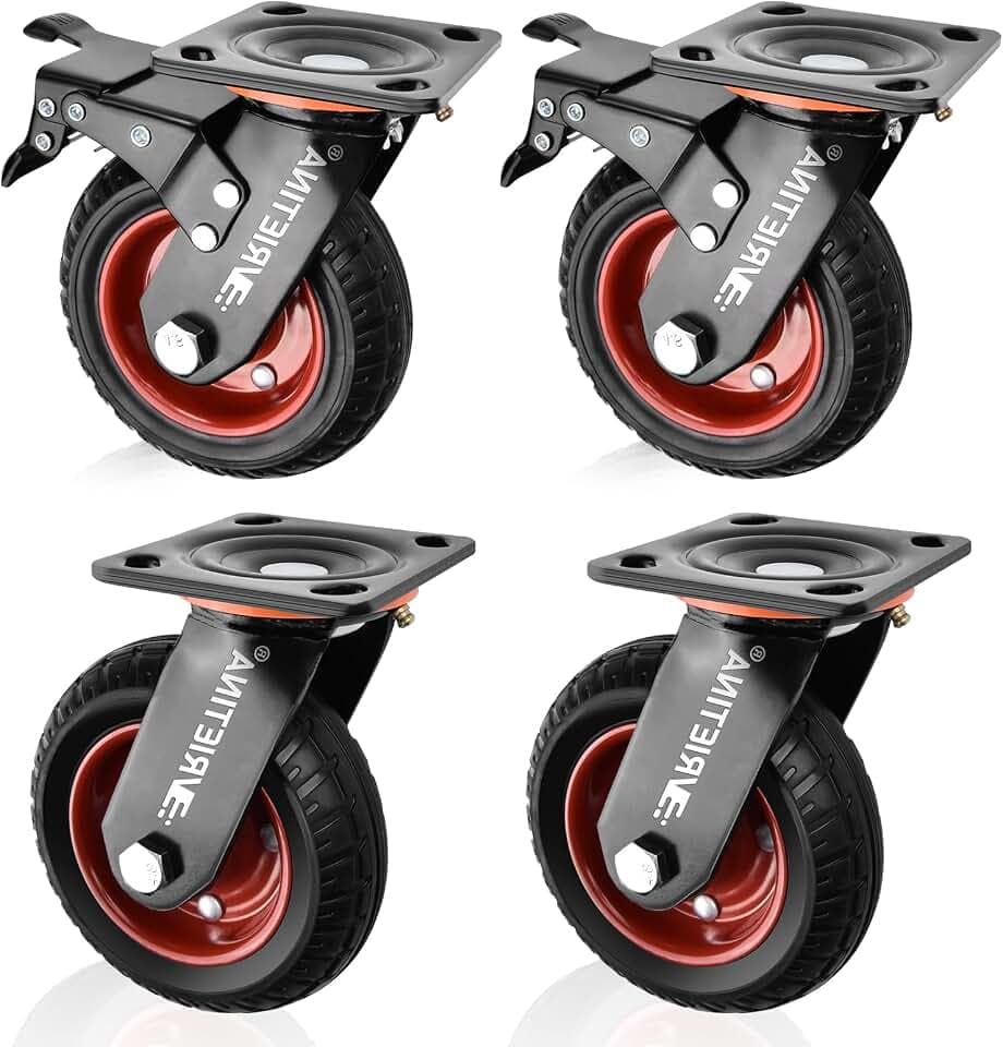 4 Stück Schwerlastrollen 200mm Lenkrollen mit Bremse 360° Drehbar Transportrollen