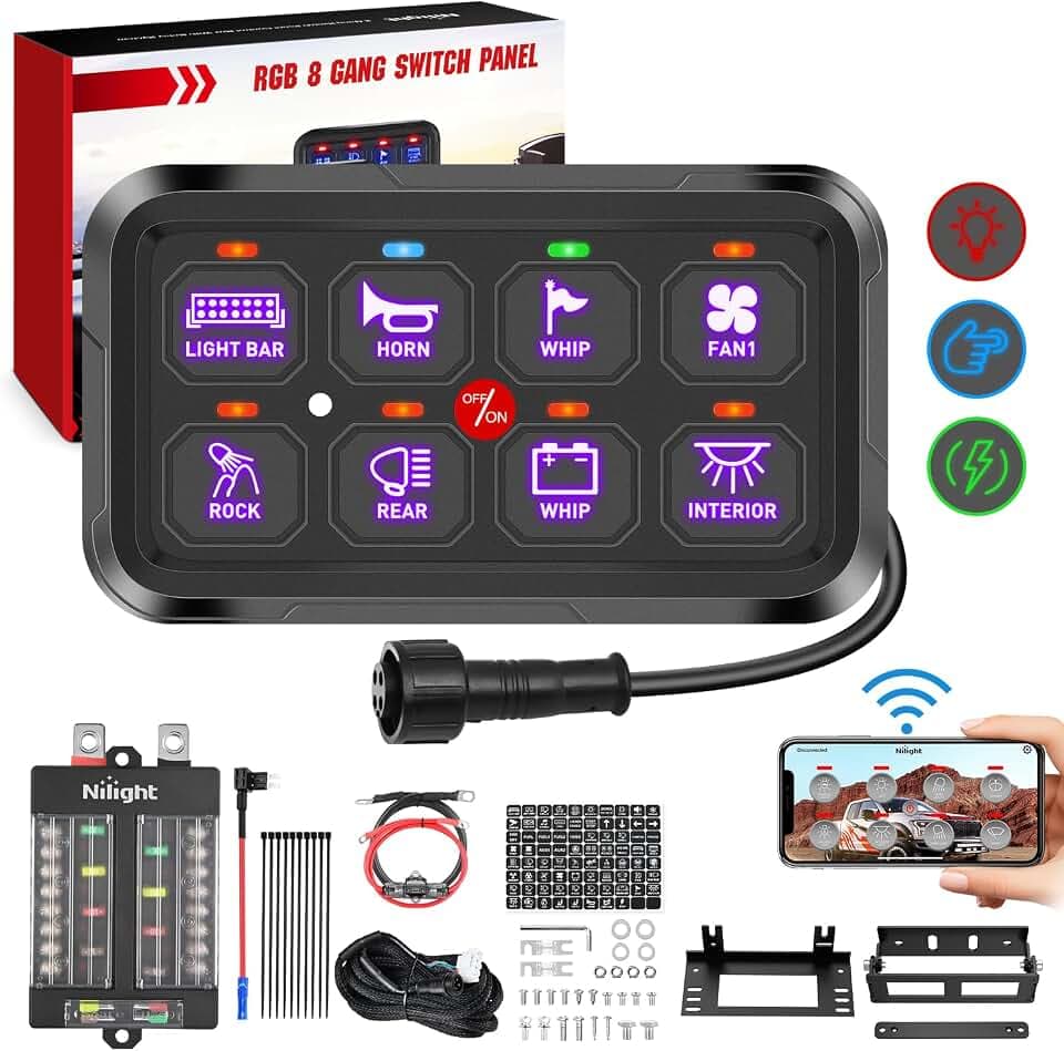 Nilight 8 Gang Switch Panel Relay System w/APP Control Automatic Dimmable