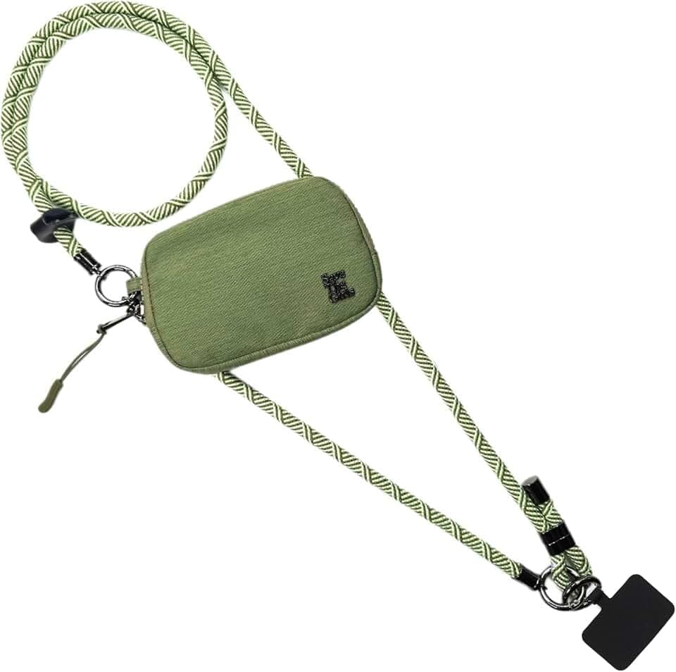 Save the Girls Active Phone Lanyard Crossbody Rope Strap with Wallet, Green