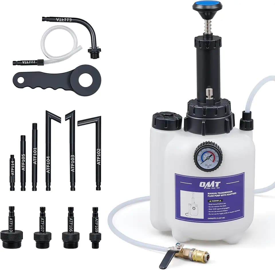 OMT 3L Transmission Fluid Fill Pump ATF Transfer Dispenser with 12 Adapters