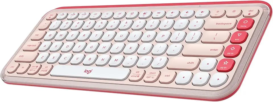 Logitech POP ICON Keys Wireless Bluetooth Keyboard - Rose and Off-White