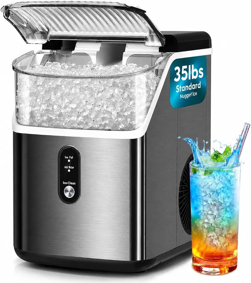 Nugget Ice Maker Countertop,35lbs/24H Portable Ice Machine with Crushed Ice