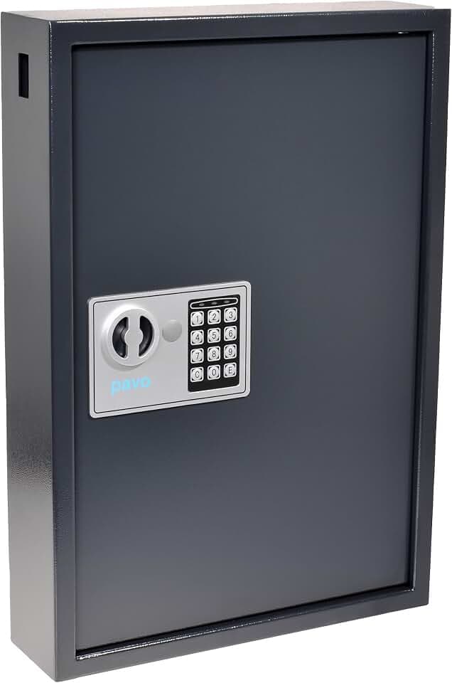 Pavo - Schlüsseltresor/Hochsicherheits-Schlüsselschrank für 50 Schlüssel/Schlüsselsafe/Abmessungen: 550 x 380 x 100 mm / 50 Schlüsselanhänger