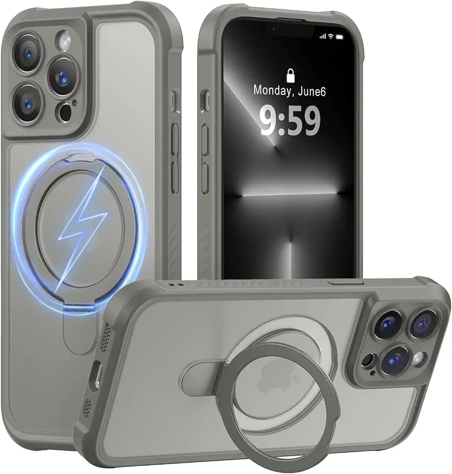 MOCCA Magnetic for iPhone 13 Pro Case with Stand,Titanium Gray