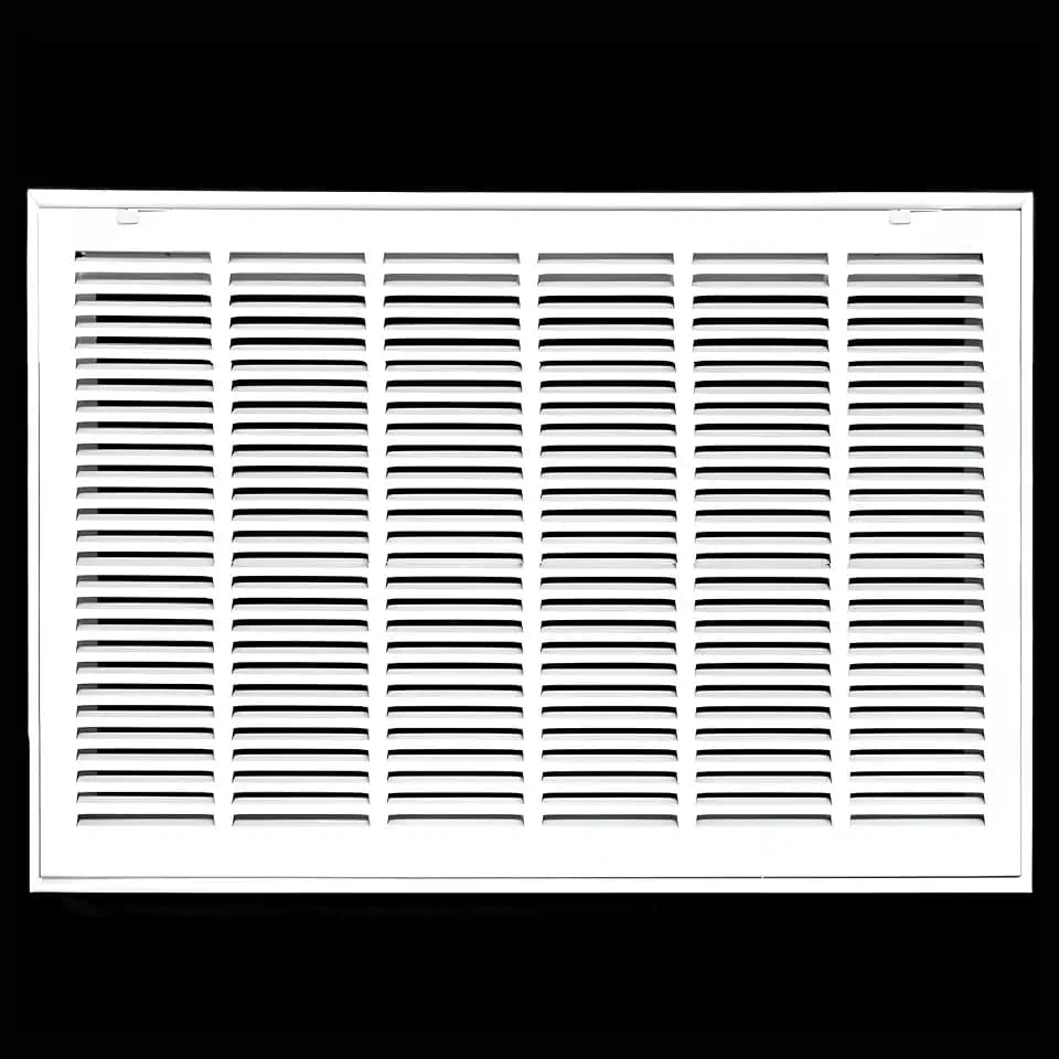 HVAC Premium 28" X 25" Steel Return Air Filter Grille for 1" Filter - Fixed Hinged Door - HVAC Duct Cover - Flat Stamped Face - White [Outer Dimensions: 30 5/8"w X 27 5/8"h]