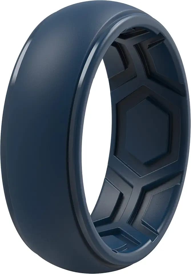 ThunderFit Silicone Rings for Men, Breathable Edition Step Edge Rubber Engagement Bands 8.4mm Wide 2.2mm Thick - 1/4/7 Variety Multipack