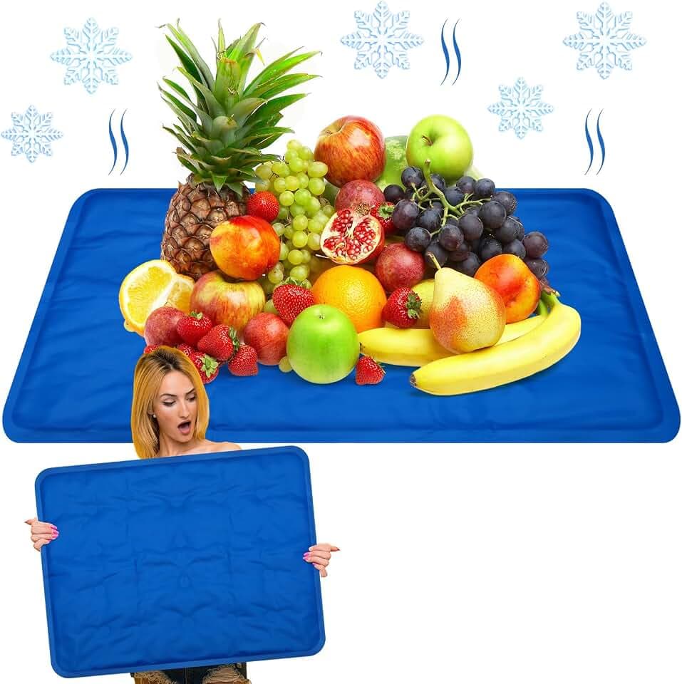 Reallnaive 2 Pcs Ice Mat, Pure Blue, 19.69 x 15.75 Inches