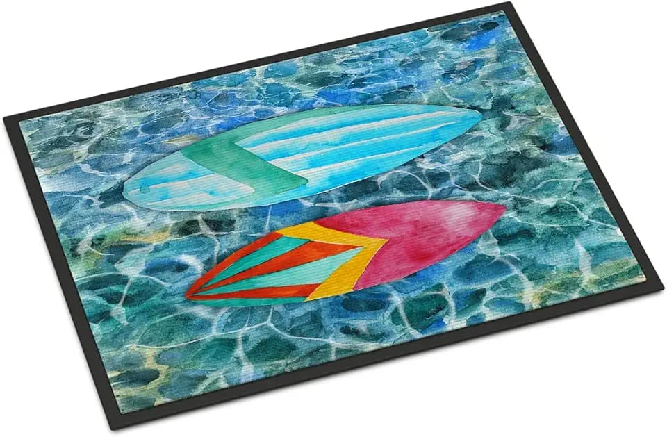 Caroline's Treasures BB5366JMAT Surf Boards on The Water Doormat 24x36 Front Door Mat Indoor Outdoor Rugs for Entryway, Non Slip Washable Low Pile, 24H X 36W