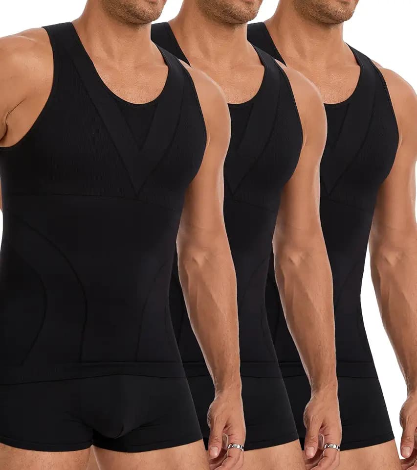 3 Pack Compression Shirt Men's Tummy Control Body Shaper Tank Top