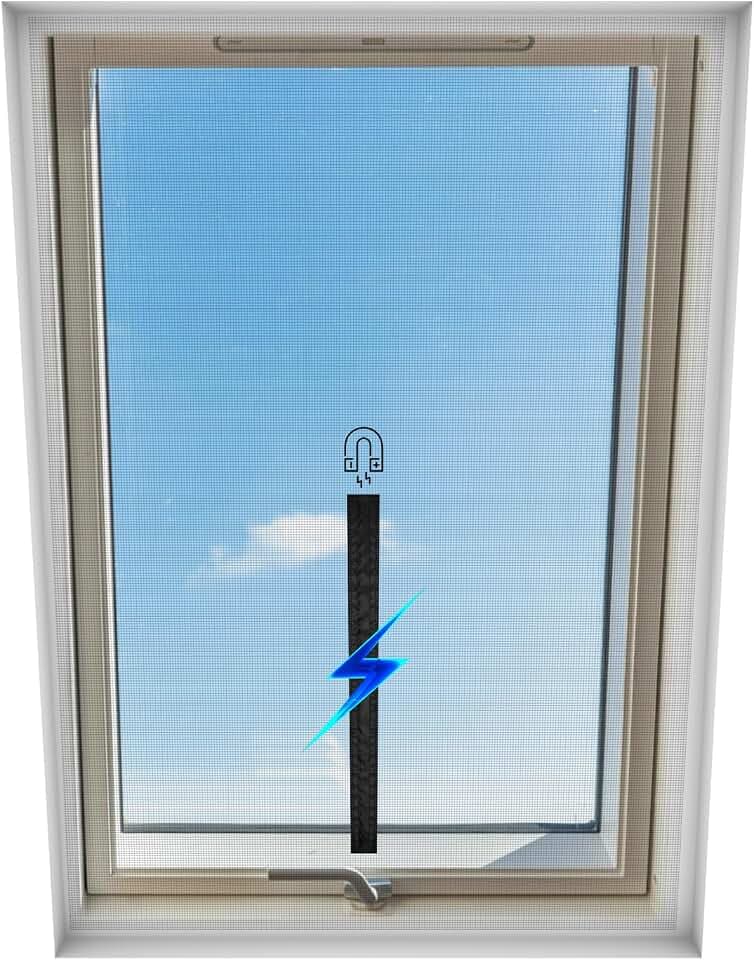 BKSAI Fliegengitter Dachfenster Insektenschutz mit magnetischem Fensterzugang Mückengitter für Dachfenster Fliegennetz Fliegengitter mit Reißverschluss (Schwarz, 100x130CM|1PCS)