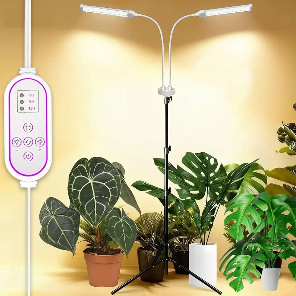 Pflanzenlampen LED Vollspektrum, Pflanzenleuchte Pflanzenlicht mit Ständer Pflanzen LED Wachstumslampe für Pflanzen mit Zeitschaltuhr 3 Farbmodi 10 Lichtstärken (210 LEDs Stand)
