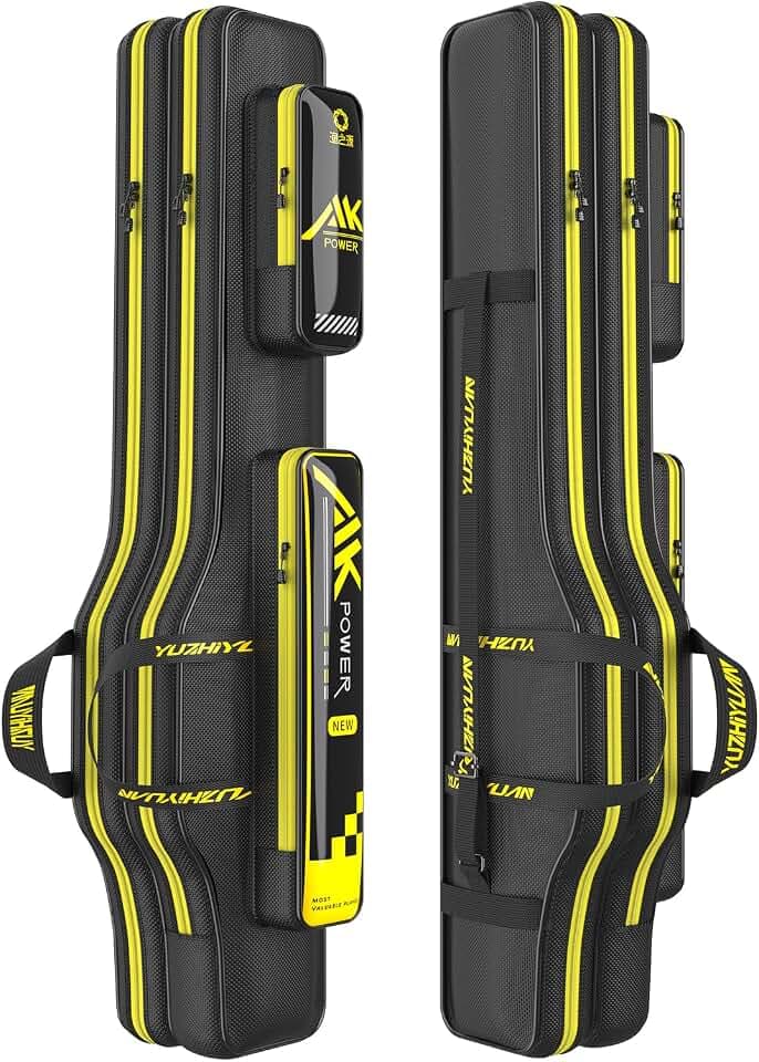 2 Layers Fishing Pole Bag, Fishing Rod Case, Folding Fishing Case | fishing pole reel storage bag fishing gears organizer portable durable 1680D Oxford large capacity for fishing tackle