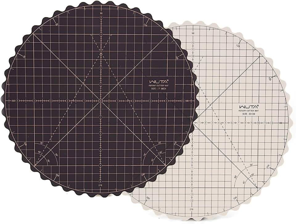 WUTA Circle Cutting Mat 12-inch Round Self Healing Mat Quilting Double-Sided Color for Cutting,Quilting, Sewing, Dressmaking & Crafts
