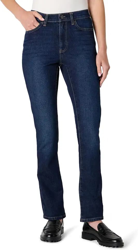 Amazon Essentials Women's Medium Stretch Slim-Fit Mid-Rise Straight Leg Jeans