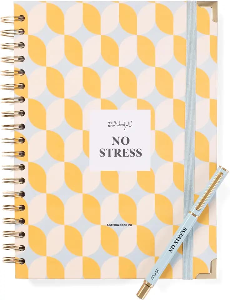Mr.Wonderful - Set mit Wochenkalender 2025-26, extra groß, + Stift, Wochenplaner, ohne Stress