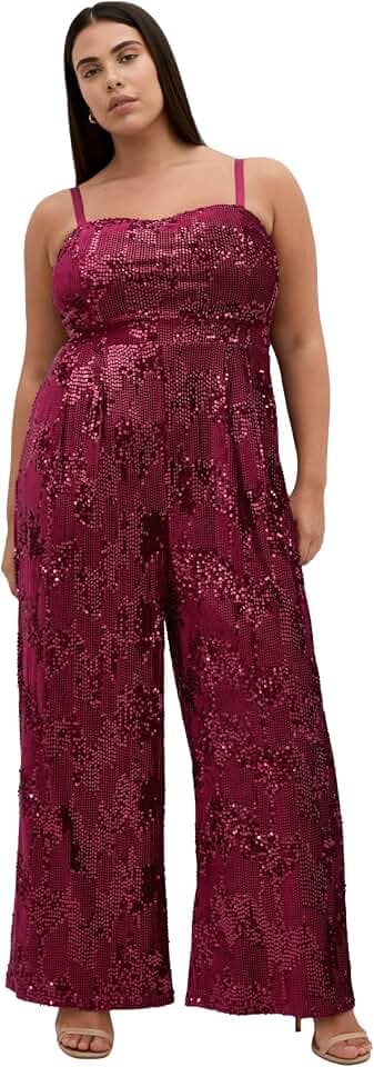 City Chic Women's Plus Size Jumpsuit - Glimmer Sequin Strapless