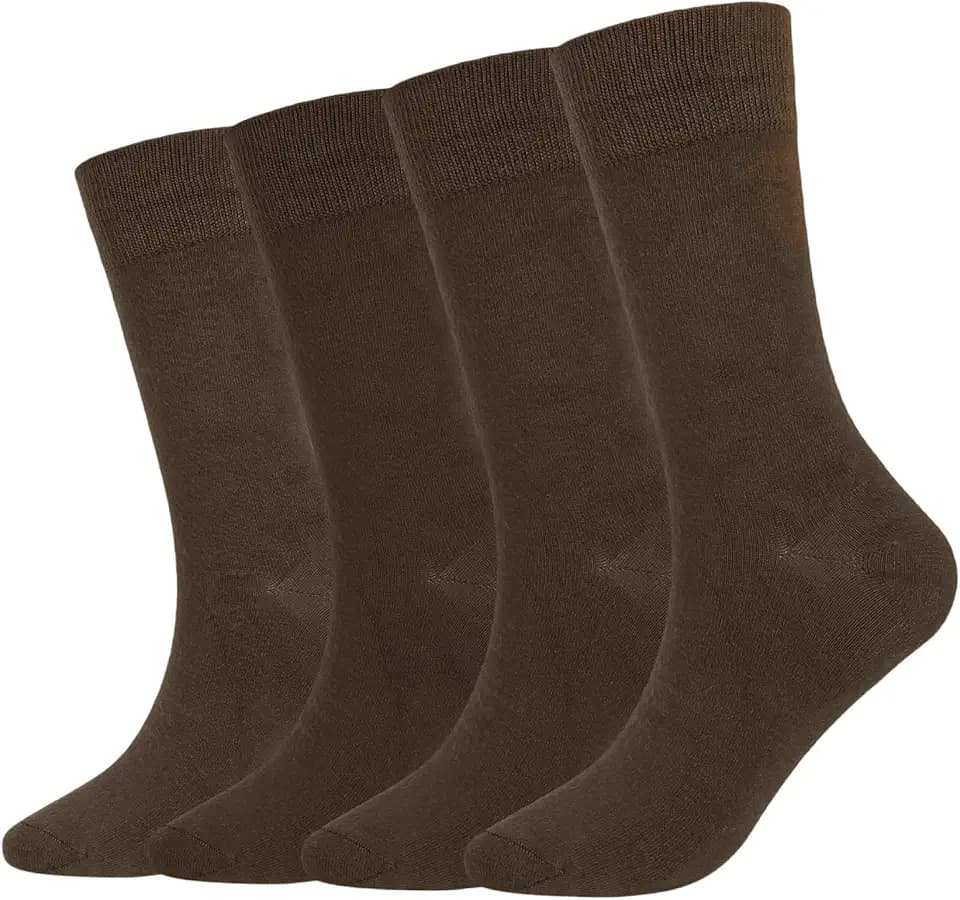 Dress Socks for Men, 4 Pairs Comfortable Crew Moisture Wicking Men Socks, Seamless Stretchy Casual Sports Socks