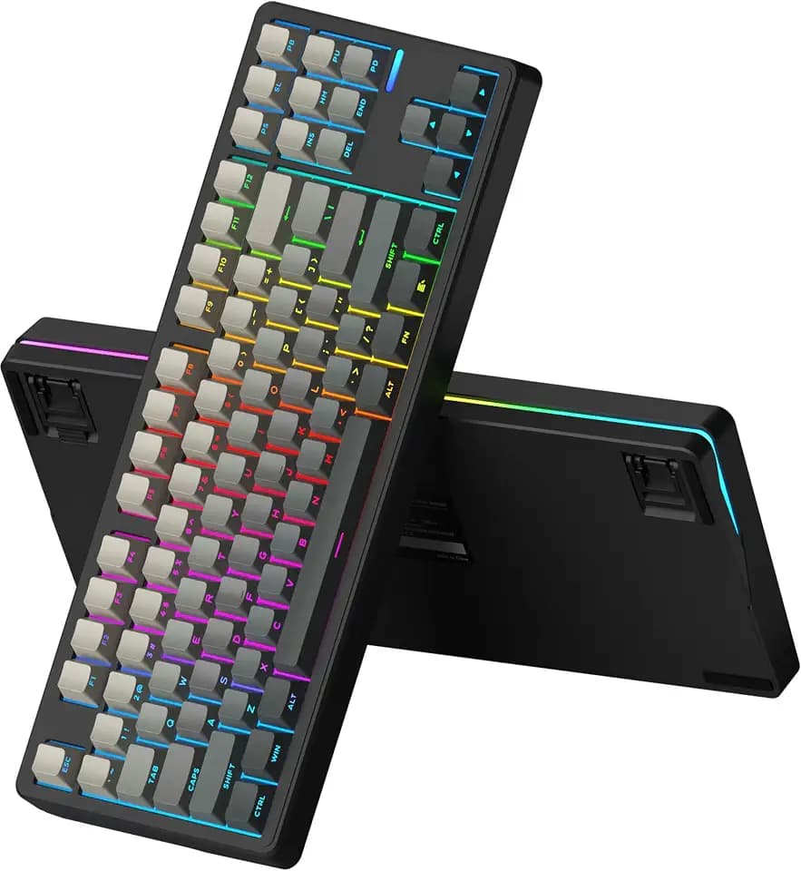Impact80 Tri-Mode Wireless Mechanical Keyboard,USB-C Wired, Hot-Swappable 87 Keys Gasket Mount, RGB Light Bar, 8000mAh Battery, QMK/VIA Compatible RS8 Keyboard for Windows/Mac (Ultra Black)