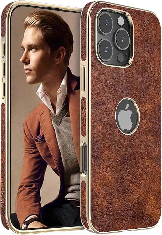 LOHASIC for iPhone 16 Pro Max Leather Case, Slim Phone Case, Vintage Brown