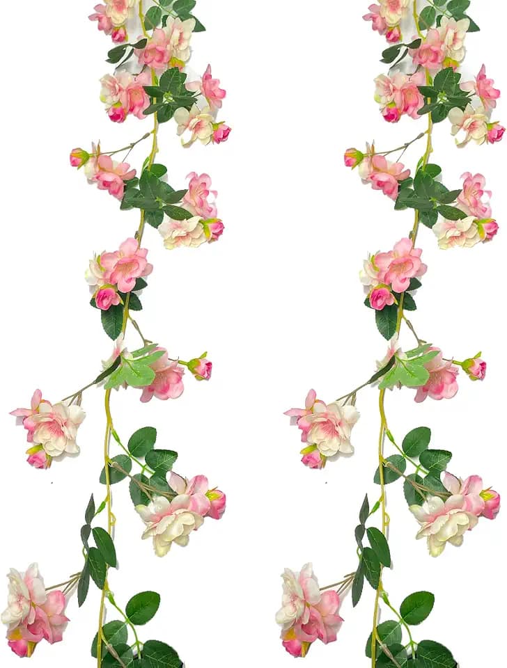 duoyif Blumengirlande Künstliche Kirschblüten Girlande Blumenrebe Blumengirlande Frühling Aesthetic Girlande Seidenblumen Hängend Vines Für Hochzeit Party Garten Zimmer Deko 1,8M 2Stk (Hellrosa)
