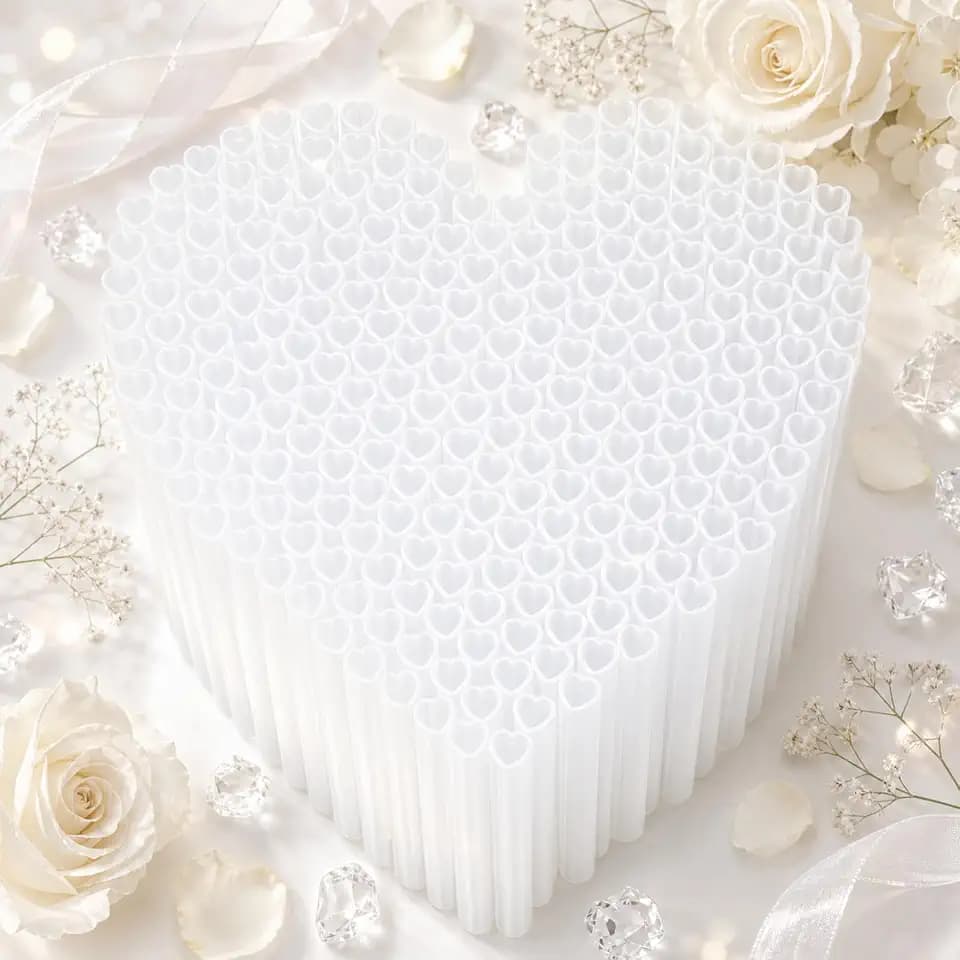 Zopeal 100 Pcs Heart Shaped Straws, Clear