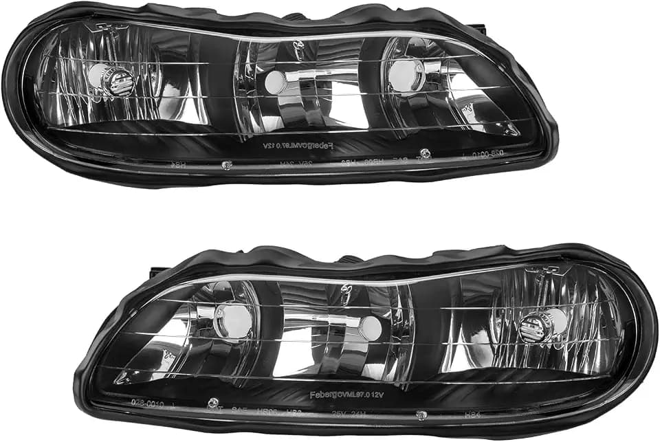 KAX Headlight Assembly,Black Headlights Compatible with Malibu 1997-2003