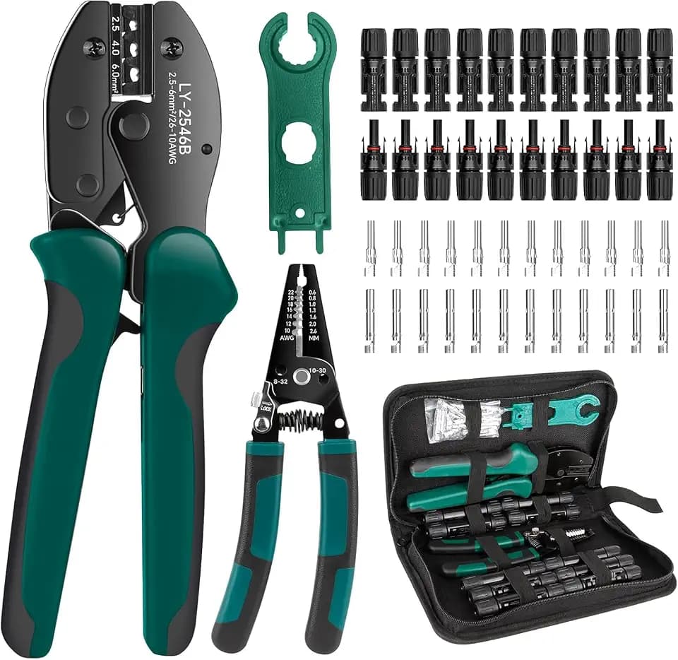 NOYAFA Solar Crimpzange Set – 2.5/4/6mm² Solarpanel PV Kabel,10 Paar Männlich/Weiblich Solar Stecker, 12x Paar Solarkabel Stecker für Solarstecker Kabel Anschluss, IP67