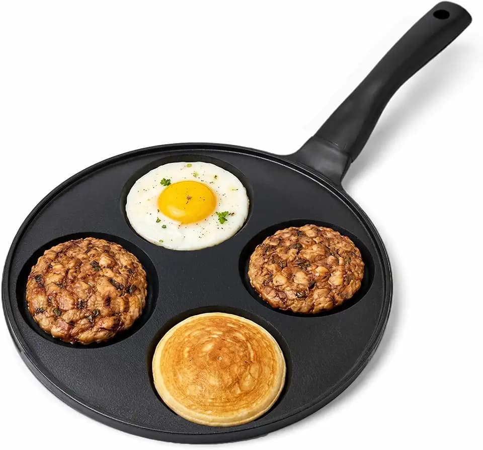 joeji's Pfannkuchenpfanne & Eierpfanne – 4 Löcher, Induktion, Schwarz