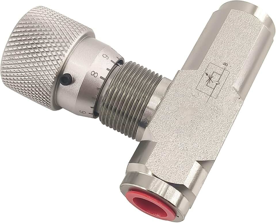 1/2" NPT Straight Flow Control Needle Valve for Hydraulic System, Heavy-Duty Carbon Steel Pressure Connection Fittings with Adjustable Variable Knob