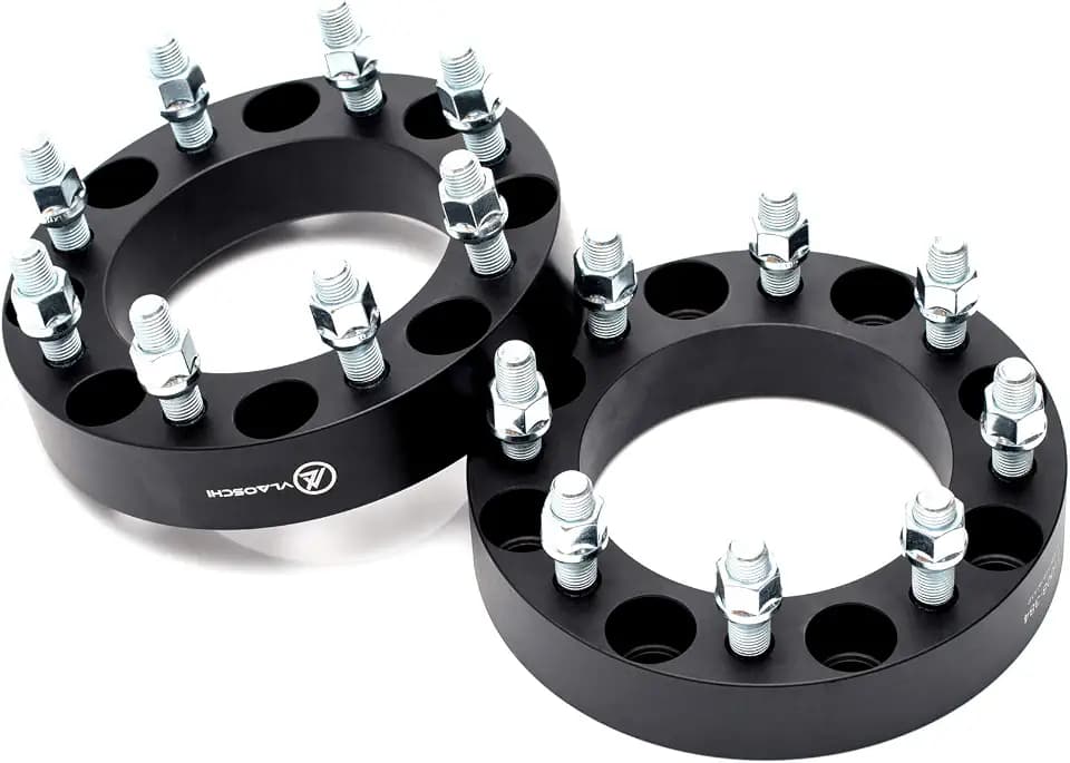 Black Forged 8x180 to 8x6.5 Wheel Adapters 1.5 Inch with 14x1.5 Studs Compatible with Chevy GMC 8 Lug for 2011-2025 Silverado Sierra 2500 3500 HD(Adapt 8x165.1 Rim on 8x180 truck) - Pack of 2