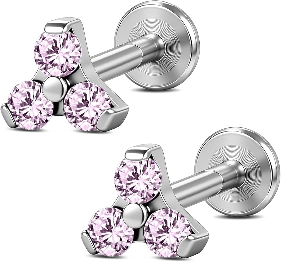 Titanium Clover Helix Stud Earrings, 6mm 8mm, 1 Pair