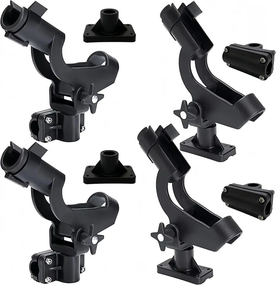 HiUmi Adjustable Rotatable Plastic Fishing Rod 3 Mount Rack Holder Bracket Boat Canoeing Rowing Mount Kit Kayak Side Rod Holder