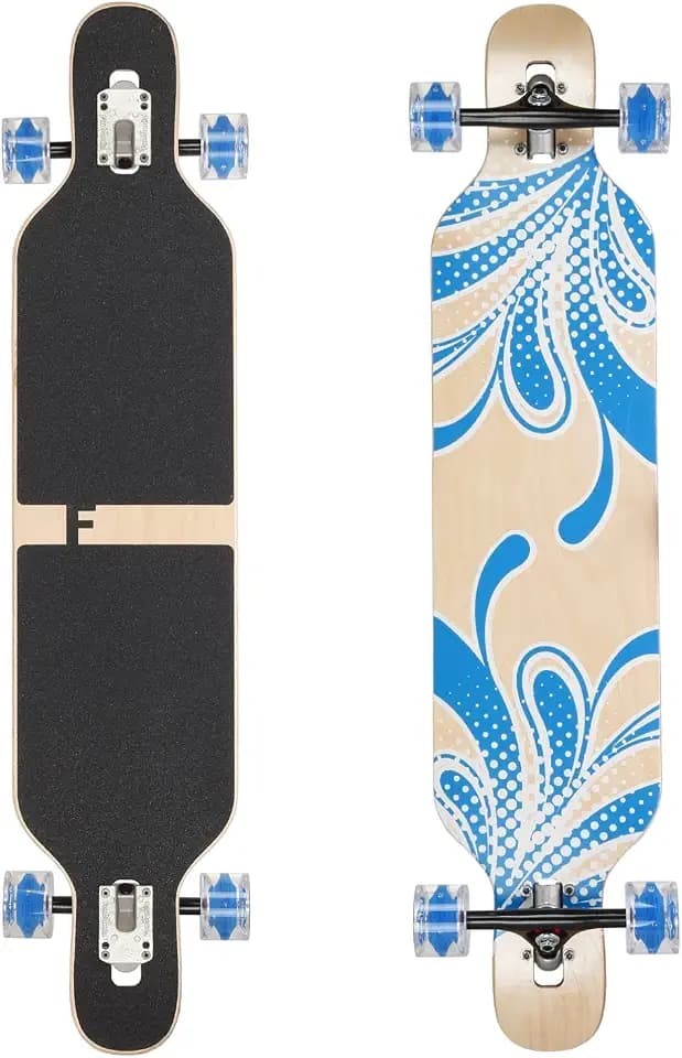 FunTomia Longboard mit 3 Flex Stufen Drop Through Cruiser Komplettboard Mach1 Speed Kugellager T-Tool